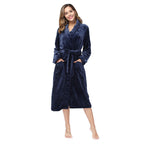 RONGTAI Womens Bathrobe Ladies Fleece Plush Warm Long Robes Fleece Nightgown Sleepwear