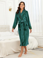 RONGTAI Womens Bathrobe Ladies Fleece Plush Warm Long Robes Fleece Nightgown Sleepwear