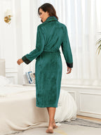 RONGTAI Womens Bathrobe Ladies Fleece Plush Warm Long Robes Fleece Nightgown Sleepwear