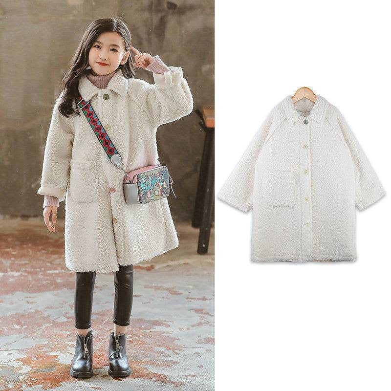 Girls' Jacket Quilted Thickened Autumn And Winter Lamb Plush