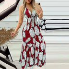 2023 Cross Border New European and American Amazon Hanging Neck, Bra, Strap, High Waist Printed Long Dress, Sexy Women'S Dress