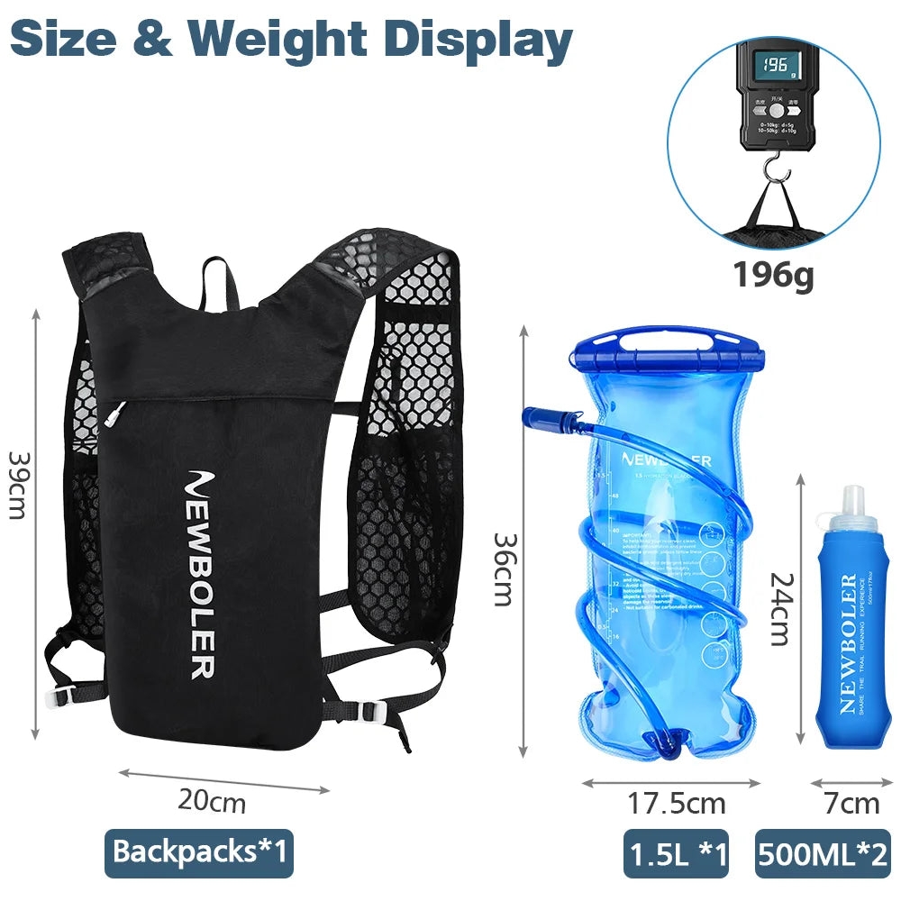 Outdoor Trail Running Ultralight Backpack Hydration Jogging Vest Breathable Marathon Running Backpack with Water Bottle
