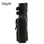 Sexy Rivet Black Ankle Boots Women Platform Soft Leather Autumn Winter Ladies Boots with Zipper Ultra High Heels Shoes