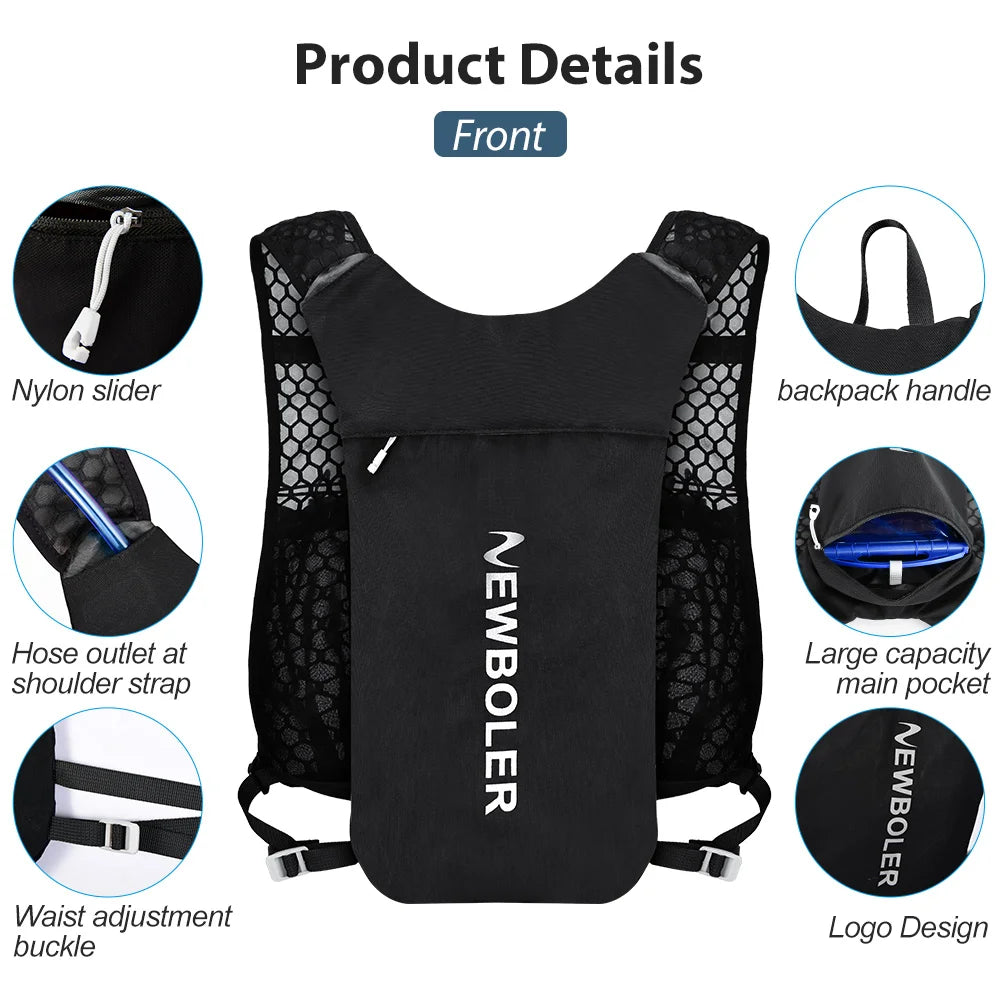 Outdoor Trail Running Ultralight Backpack Hydration Jogging Vest Breathable Marathon Running Backpack with Water Bottle