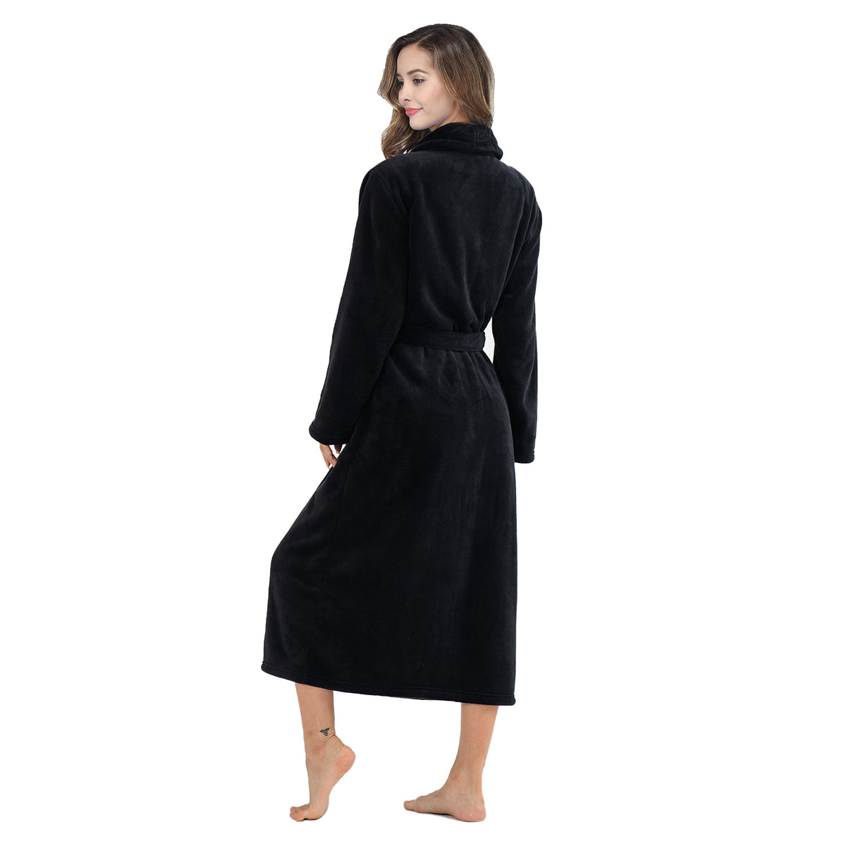RONGTAI Womens Bathrobe Ladies Fleece Plush Warm Long Robes Fleece Nightgown Sleepwear